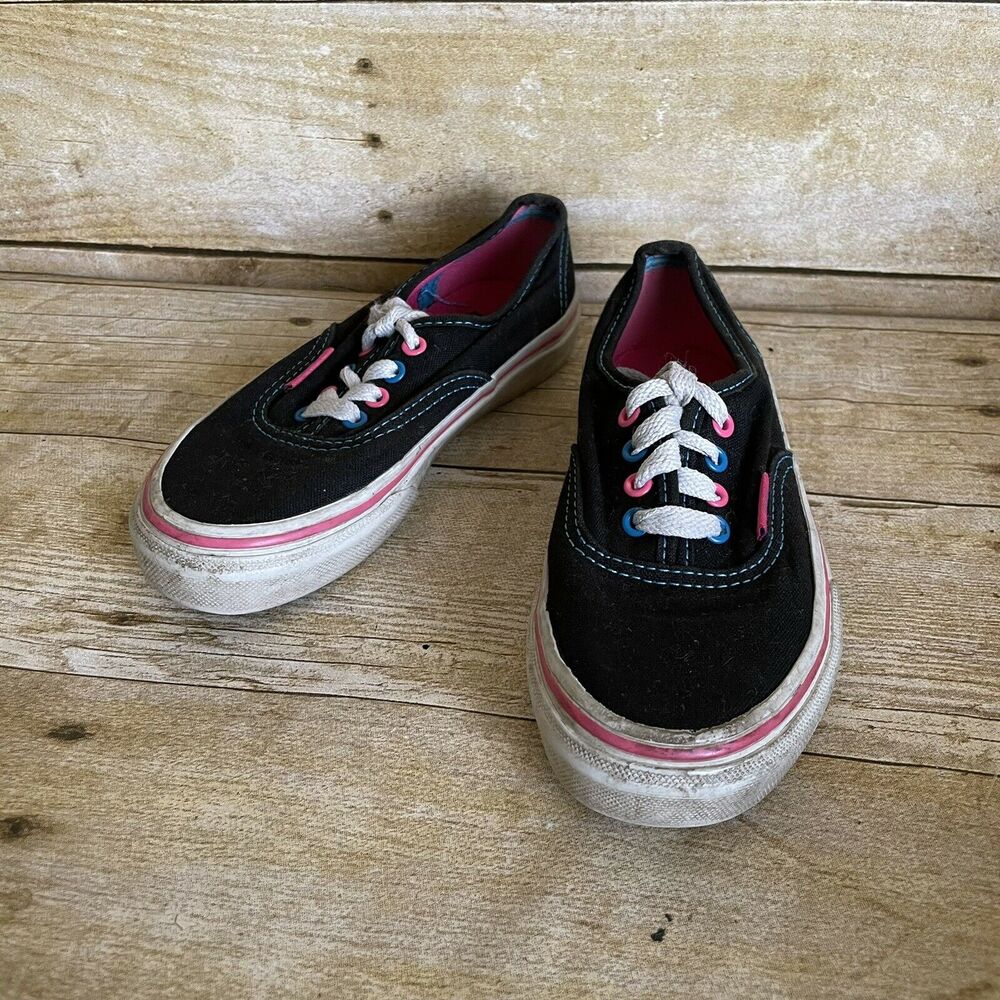 Vans Authentic Pop Eyelets Kid’s Sneakers - Size 11 - Black, Pink & Blue Shoes